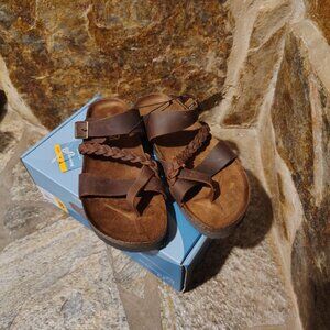 Mountain Sole Women's Brown Leather Footbed Sandals Size 8 NIB NWT